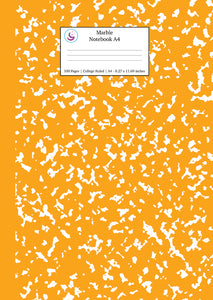 Marble Notebook A4: Orange Marble College Ruled Journal
