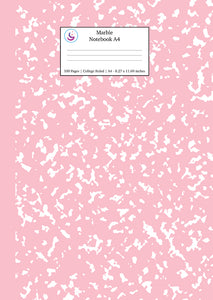 Marble Notebook A4: Pink Marble College Ruled Journal