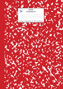 Marble Notebook A4: Red Marble College Ruled Journal