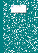 Load image into Gallery viewer, Marble Notebook A4: Teal Marble College Ruled Journal
