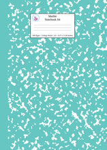 Load image into Gallery viewer, Marble Notebook A4: Turquoise Marble College Ruled Journal
