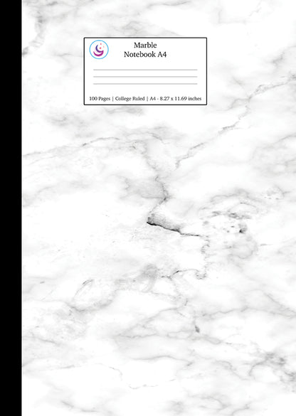 Marble Notebook A4: White Marble Texture Notebook College Ruled Journal