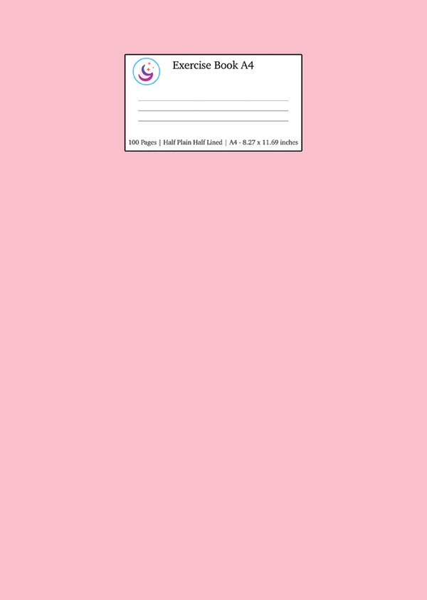 Exercise Book A4 Half Plain Half Lined: Pink School Notebook