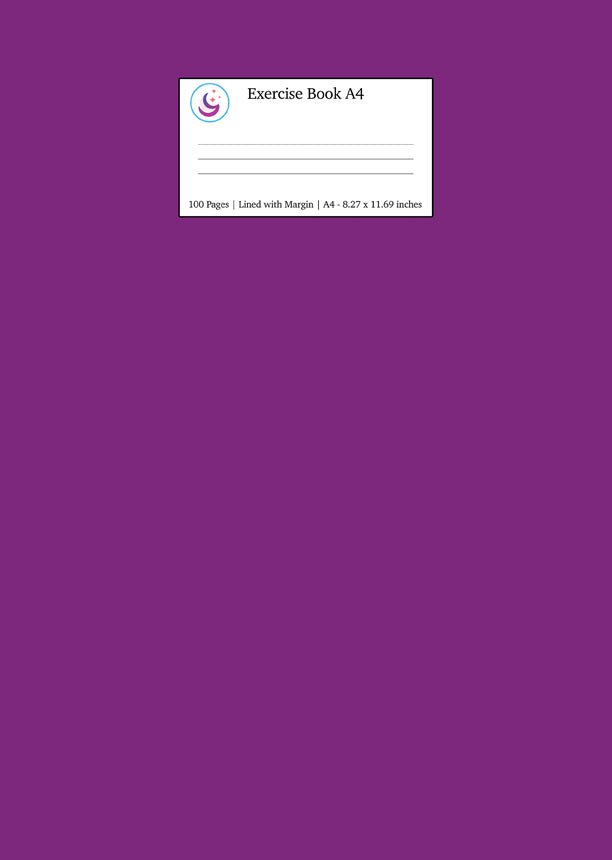 Purple Notebook Exercise Exercise Book A4 Lined with Margin: Purple School Journal Notebook ...