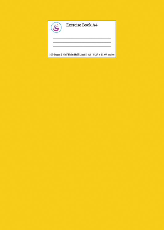 Exercise Book A4 Half Plain Half Lined: Yellow School Notebook