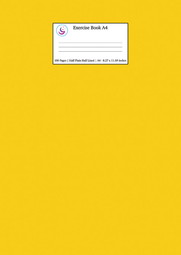 Exercise Book A4 Half Plain Half Lined: Yellow School Notebook