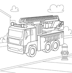 Livre de coloriage de voitures, camions et véhicules de chantier